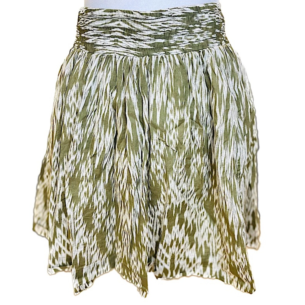 Banana Republic Army Green & White Patterned Skater Skirt, Women’s Size 0 Petite